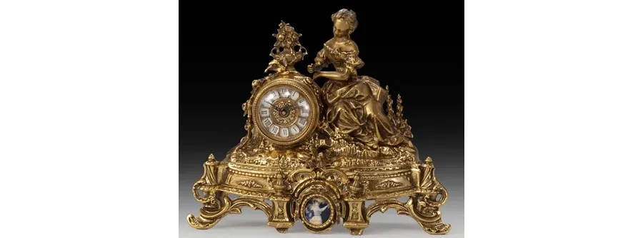 picture 1 The original bronze clock with a statue of a woman
