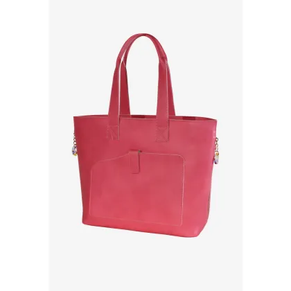 Zdjęcie Designerska różowa torba shopper z włoskiej skóry - Terrida