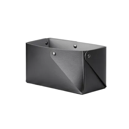 Zdjęcie Czarne skórzane pudełko Miu 7x14xH8 cm wykonane z naturalnej skóry