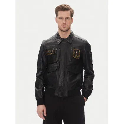 Zdjęcie Aeronautica Militare Kurtka skórzana 251PN5046PL265 Czarny Regular Fit