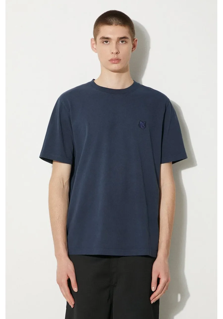 obrazek 1 Maison Kitsuné t-shirt bawełniany Bold Fox Head Patch Comfort Tee Shirt męski kolor granatowy z aplikacją MM00127KJ0118