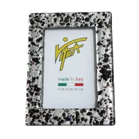 Zdjęcie Srebrna ramka na zdjęcia ze szkła Murano – wariant czarny