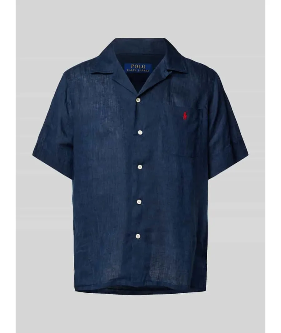 obrazek 1 Koszula lniana o kroju custom fit z kołnierzykiem typu resort