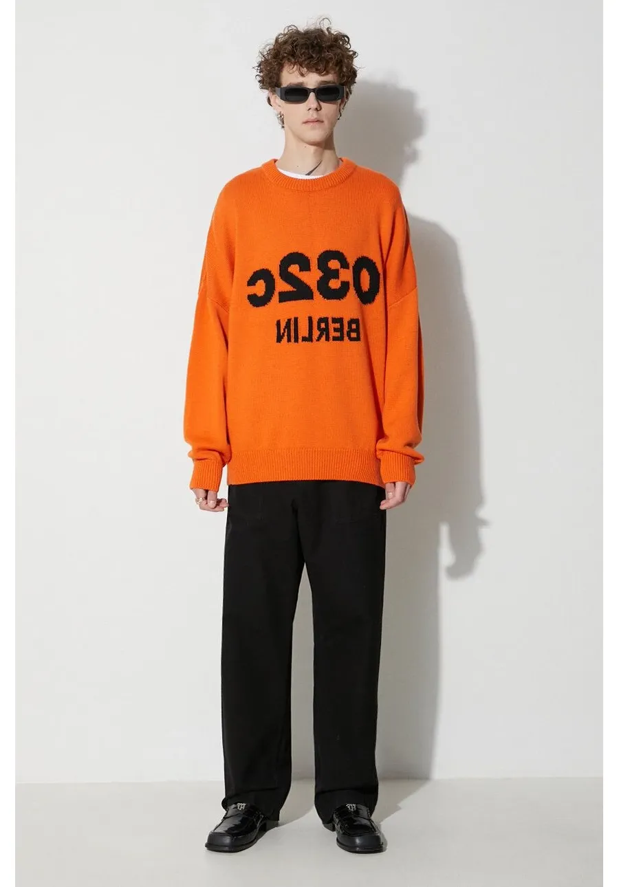 obrazek 1 032C sweter wełniany męski kolor pomarańczowy ciepły