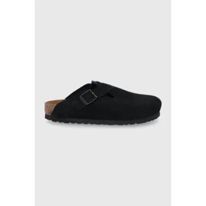 Zdjęcie Birkenstock klapki zamszowe Boston damskie kolor czarny