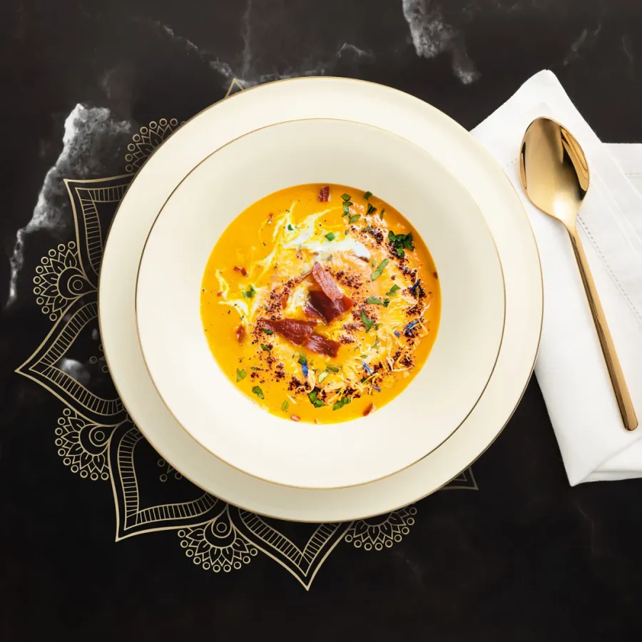 obrazek 3 Luksusowy porcelanowy talerzyk do jajek ze złotym obrzeżem - Seltmann Weiden