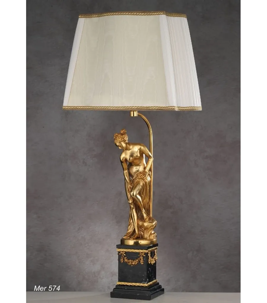 obrazek 1 Piękna lampa stołowa ze złotego mosiądzu