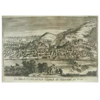 Picture View of Heidelberg Antique print with frame 1740