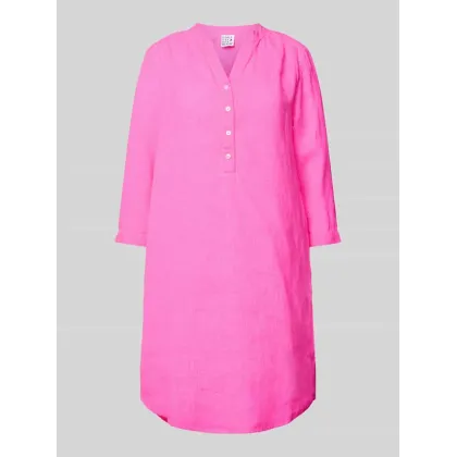 Zdjęcie Sukienka lniana o długości do kolan z kołnierzem z lamówką