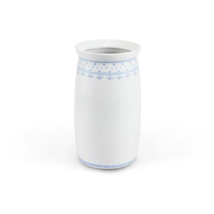 Zdjęcie Stylowy porcelanowy wazon zdobiony jasnoniebieskim ornamentem - Leander