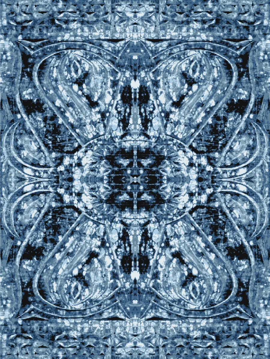 picture 1 Unconventional blue carpet made of wool and silk