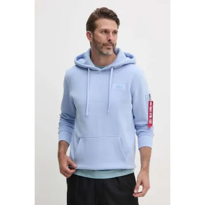 Zdjęcie Alpha Industries bluza męska kolor niebieski z kapturem z nadrukiem