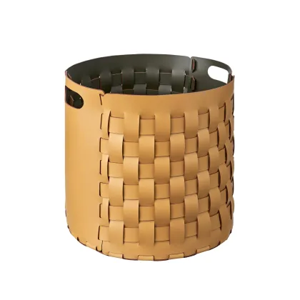 Zdjęcie Ekskluzywny kosz Bottega Ø40xH40 cm w kolorze musztardowym
