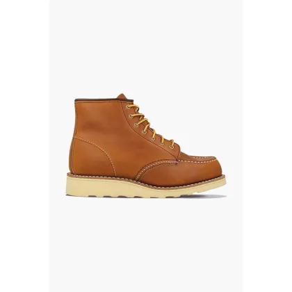 Zdjęcie Red Wing botki skórzane 6-inch Moc Toe damskie kolor brązowy na płaskim obcasie 3375