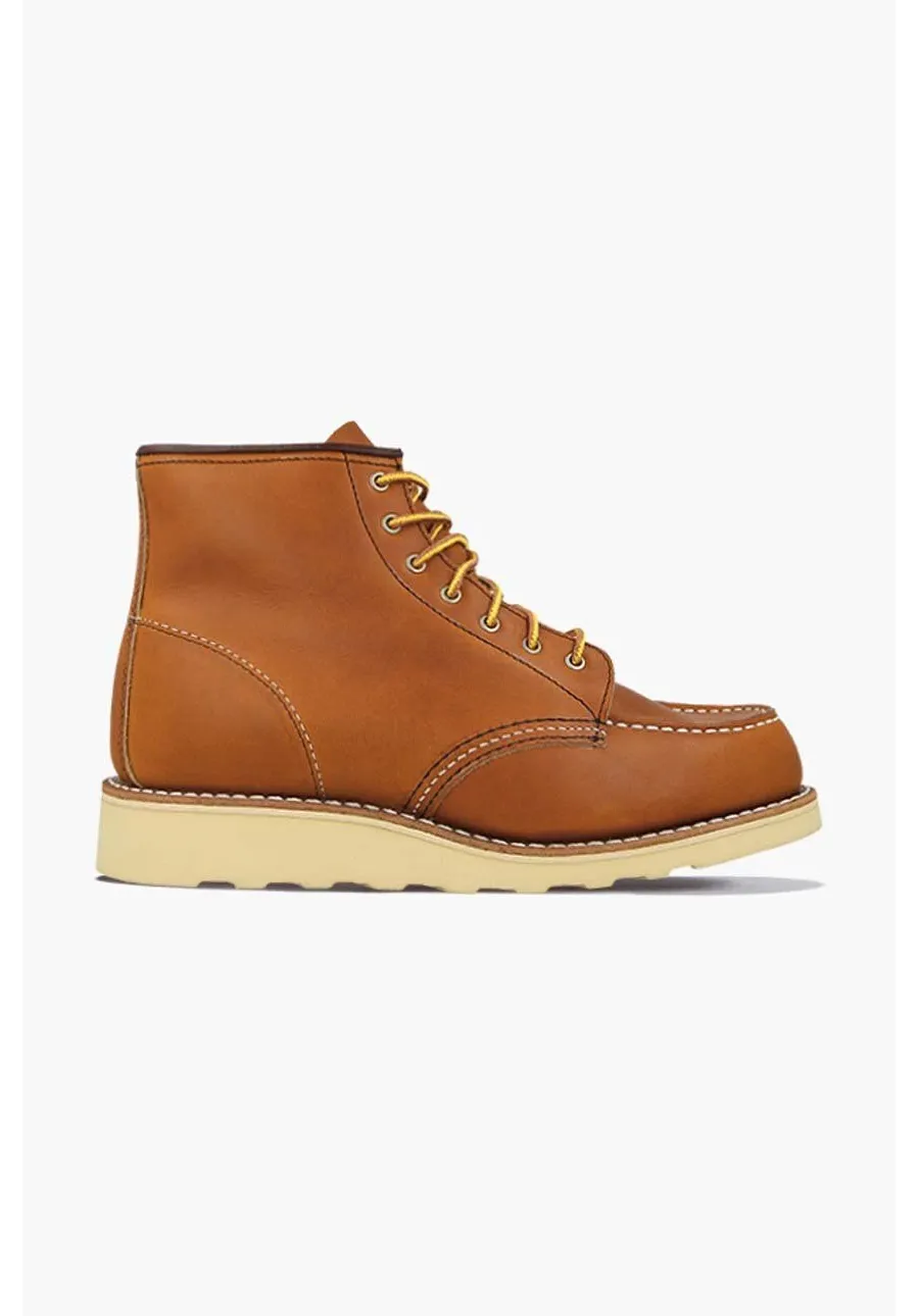 obrazek 1 Red Wing botki skórzane 6-inch Moc Toe damskie kolor brązowy na płaskim obcasie 3375