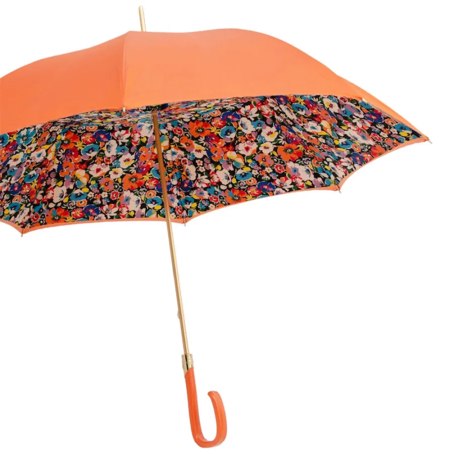 obrazek 8 Stylowy pomarańczowy parasol damski z motywem kwiatowym – Pasotti