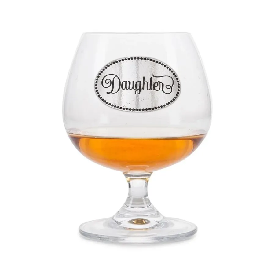 obrazek 1 Prezent dla wyjątkowej córki – kieliszek do brandy z cynowym emblematem