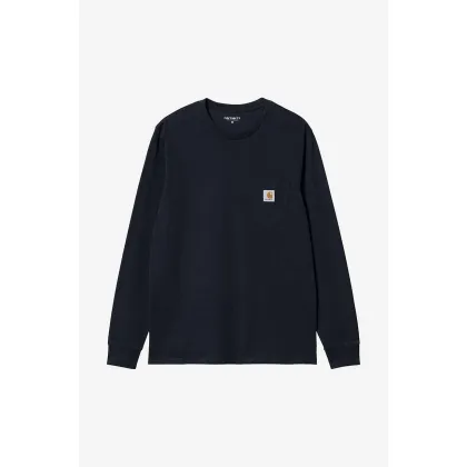 Zdjęcie Carhartt WIP longsleeve bawełniany AMMONITE L/S Pocket T-Shirt kolor granatowy gładki I030437-WHITE