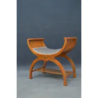 Picture Late Victorian Revival Sheraton Cradle Dressing Stool with Upholstered Seat