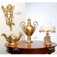 Picture Stylish lamp 2 angels with an orange, pearl lampshade - Valle d'oro Patchi