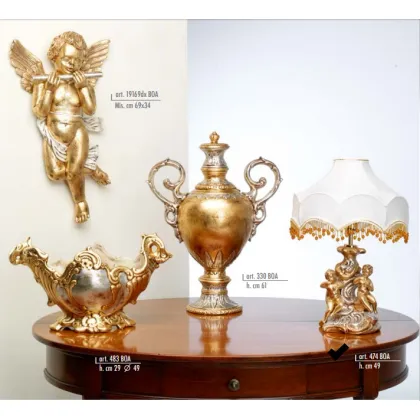 Picture Stylish lamp 2 angels with an orange, pearl lampshade - Valle d'oro Patchi