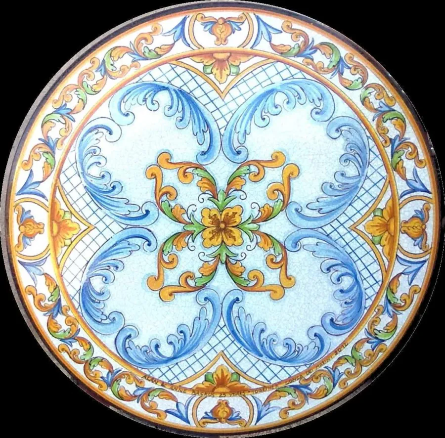 obrazek 1 Stylowy blat z lawy wulkanicznej do ogrodu i na taras zdobiony bogatym ornamentem – Ceramiche Valchida