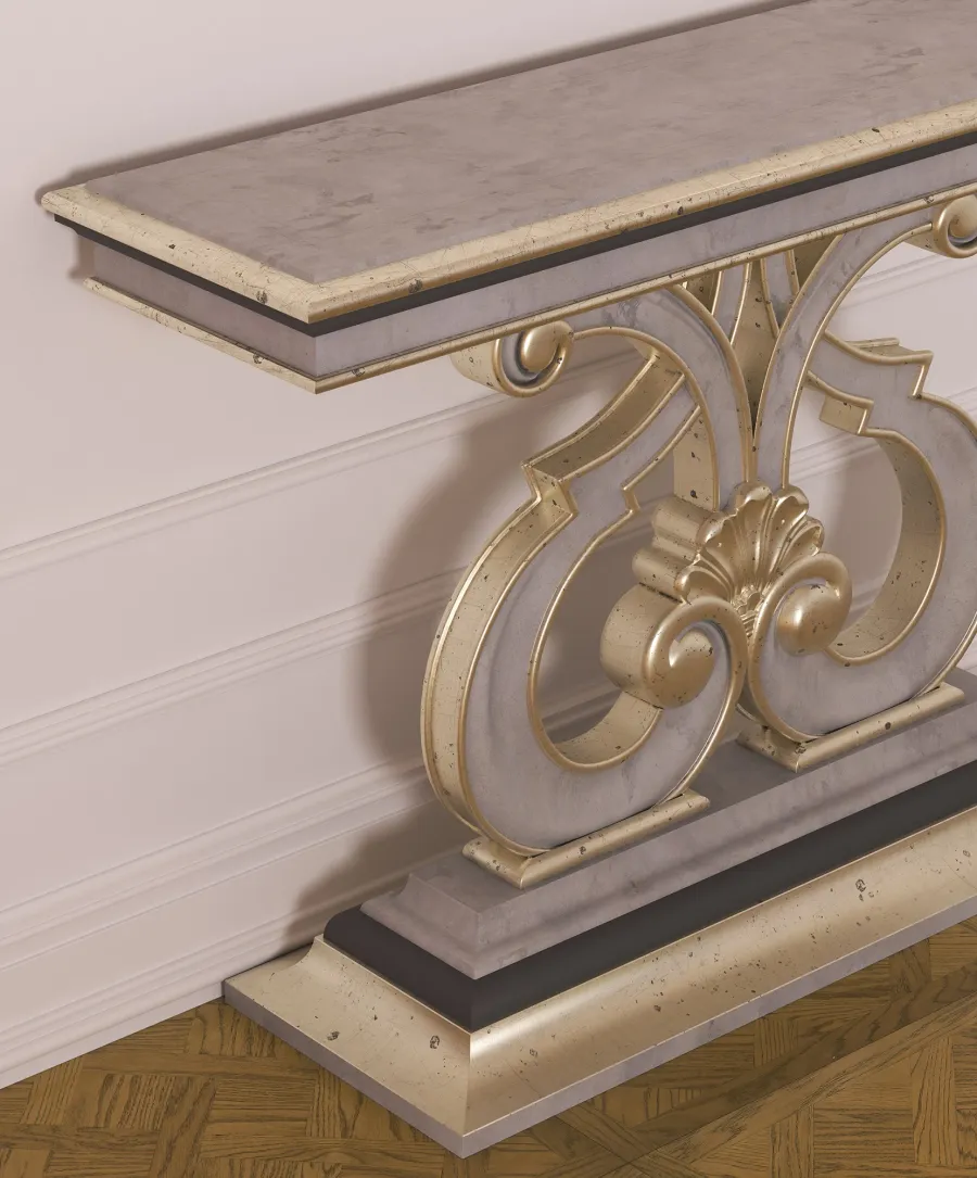 obrazek 2 Wyjątkowa włoska konsola z rzeźbioną nogą w stylu Art. Nouveau