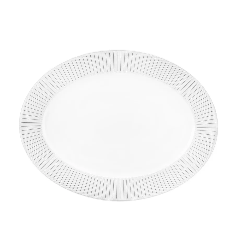 obrazek 1 Porcelanowy duży owalny talerz Elegant z szaro-czarnym ornamentem - Vista Alegre