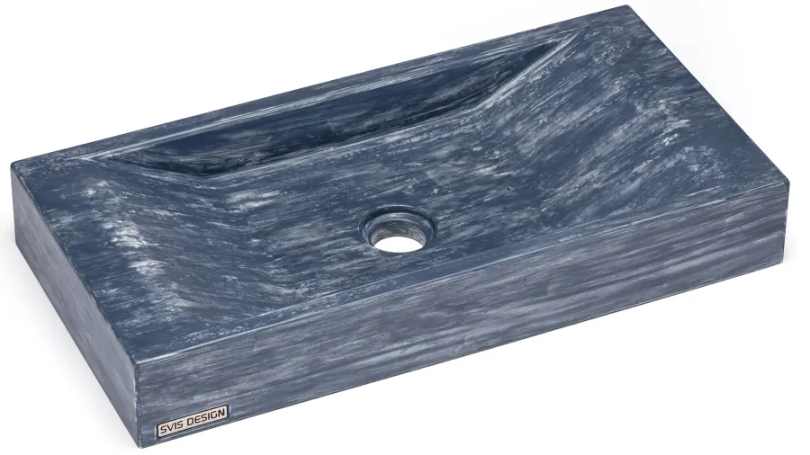 obrazek 1 Unikalna umywalka 60 cm SIRIUS BASIC – PATINA, niebiesko-szary, lakier matowy