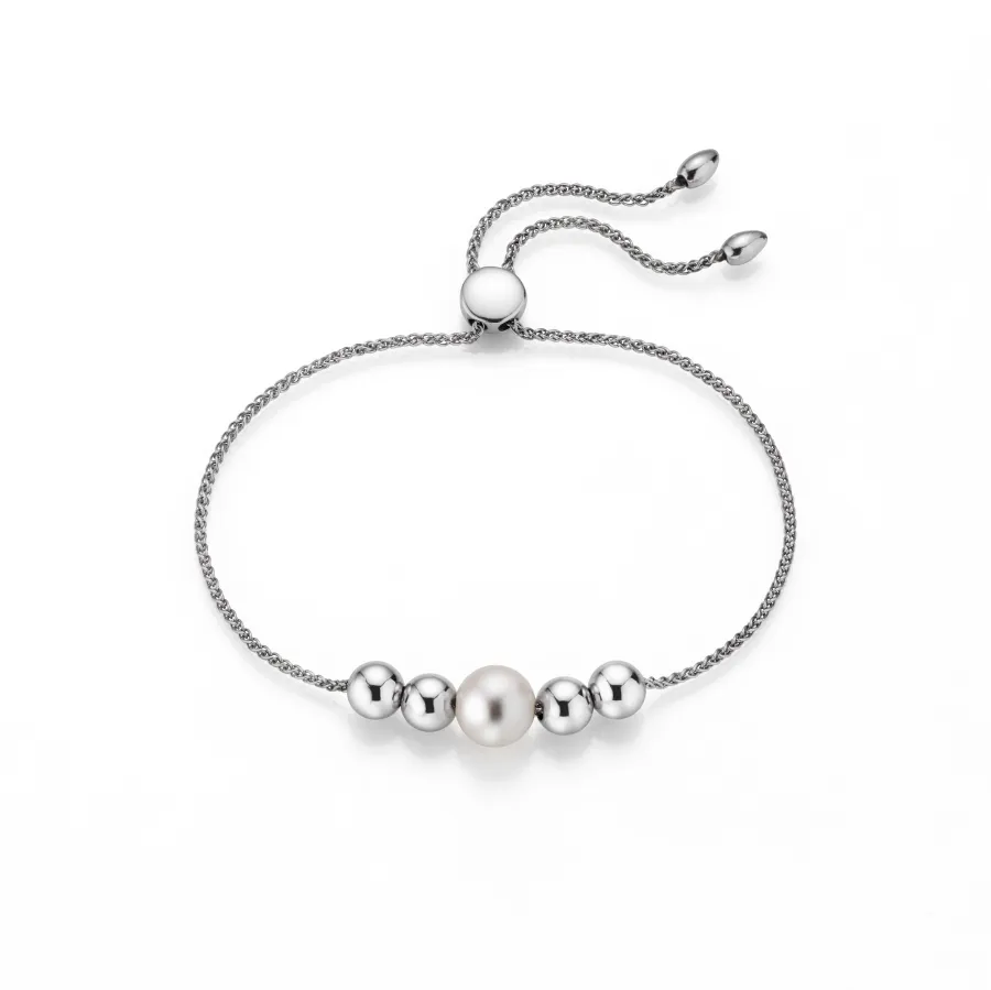 obrazek 1 Ekskluzywna bransoletka z białą perłą słodkowodną wykonana z 925/ srebra