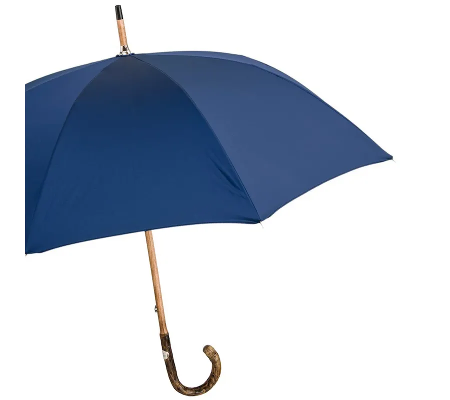obrazek 7 Klasyczny niebieski parasol męski z piękną drewnianą rączką - Pasotti