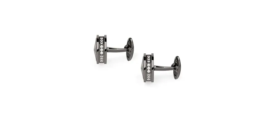 picture 2 NeroUno Linea Rim Embellished / Metal Cufflinks