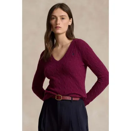 Zdjęcie Polo Ralph Lauren sweter wełniany damski kolor fioletowy lekki