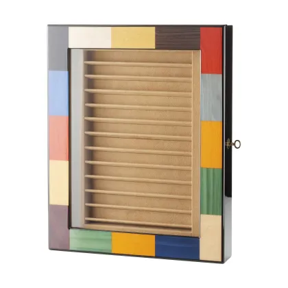 Picture Wall-mounted pen display case made of wood and glass