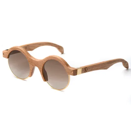 Zdjęcie Okrągłe okulary z bukową oprawą - Legno Light
