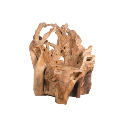 Zdjęcie Dekoracyjne krzesło wykonane z drewna tekowego