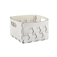 Zdjęcie Elegancki biały kosz Dubai 25x25xH20 cm o wyrazistym, falistym splocie w formie prostokątów i kwadratów