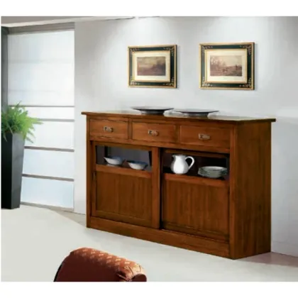 Zdjęcie Kredens włoski drewniano-szklane drzwi przesuwne, 3 szuflady - Fratelli Mirandola