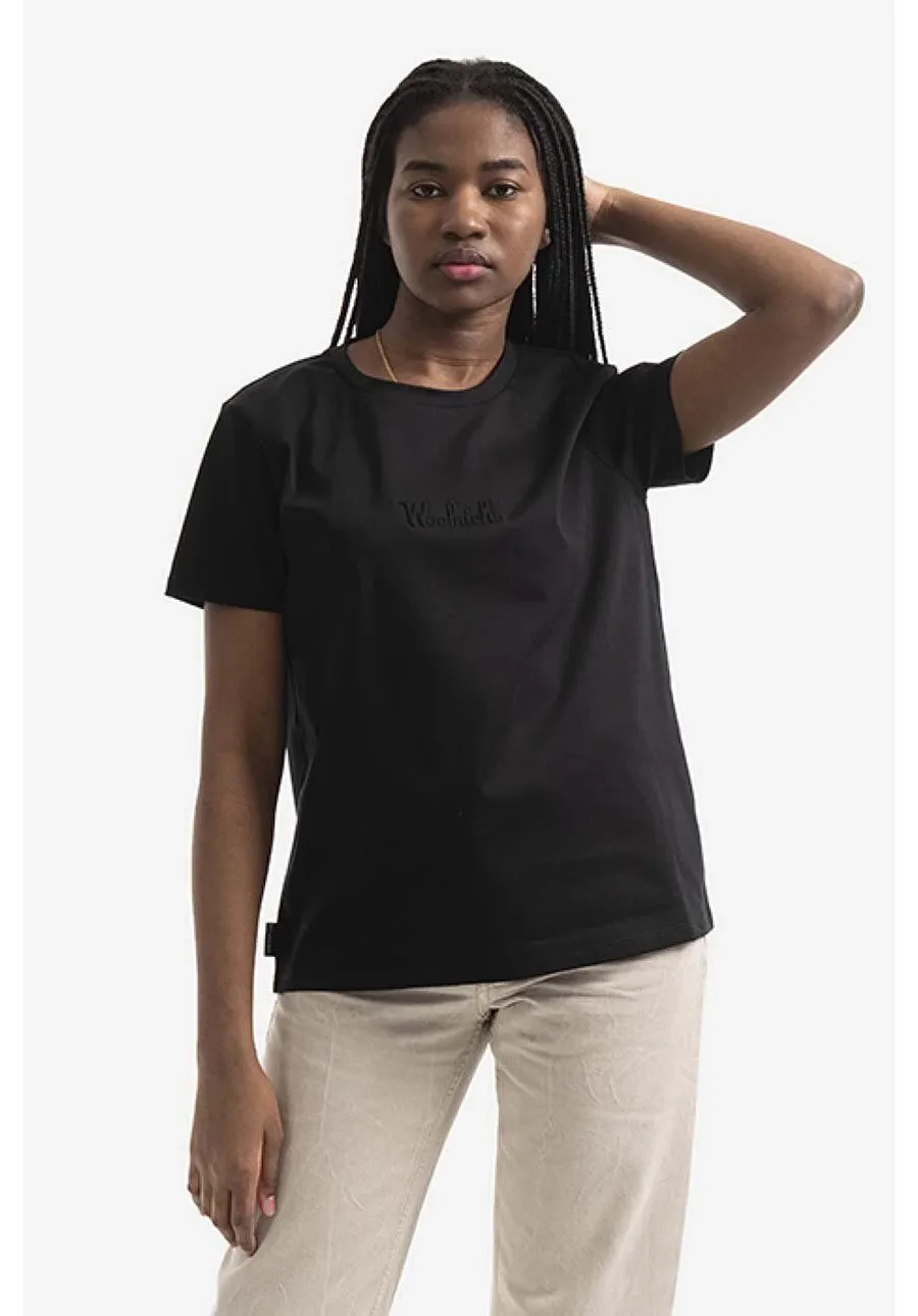obrazek 1 Woolrich t-shirt bawełniany Logo T-shirt kolor czarny CFWWTE0056FRUT297 CFWWTE0056FRUT2979-8041