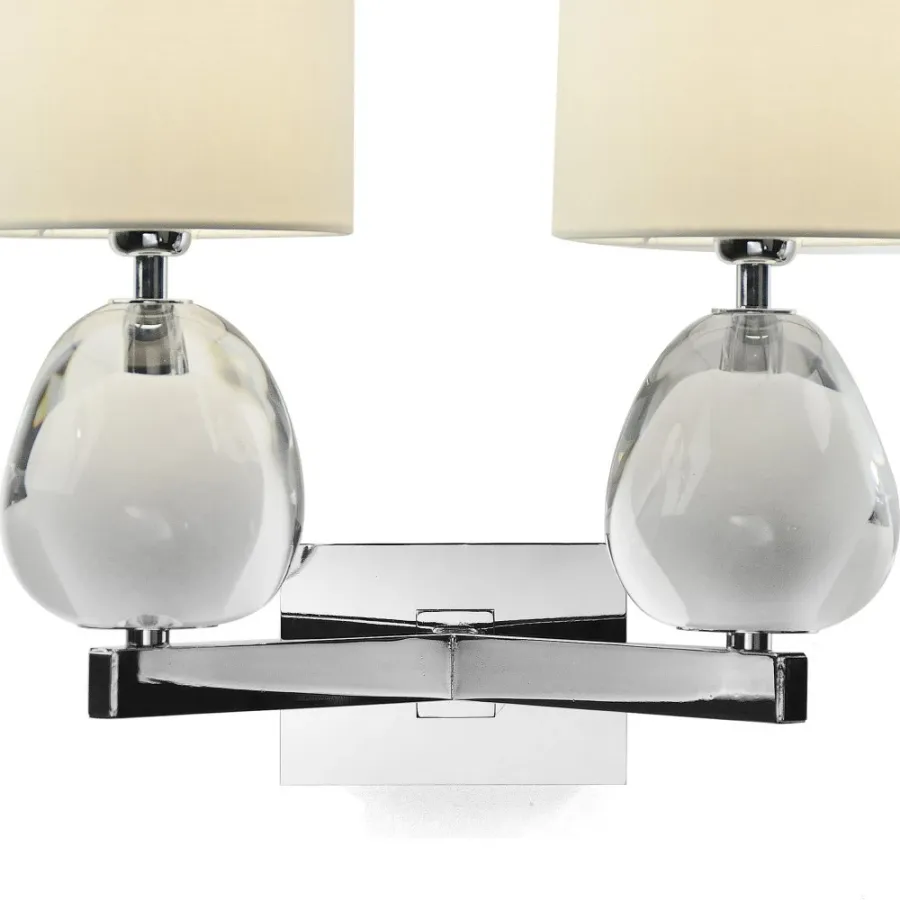 obrazek 1 Dwupunktowa lampa ścienna wykonana z dmuchanych elementów kryształowych H.39xL.33xP.25 cm