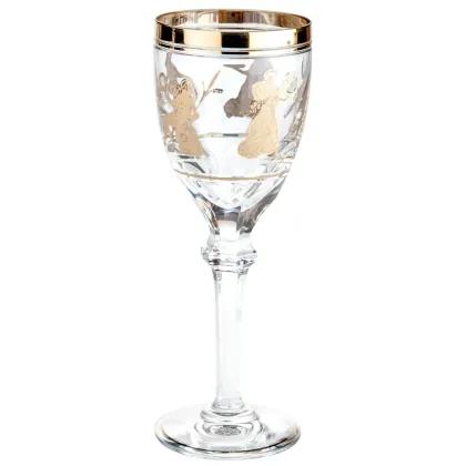 Zdjęcie Stylowy kryształowy kielich do wody z kolekcji Jubilee o klasycznym kształcie ze złotym motywem dekoracyjnym - Vista Alegre