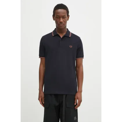 Zdjęcie Fred Perry polo bawełniane męski kolor granatowy gładki M3600.Y31