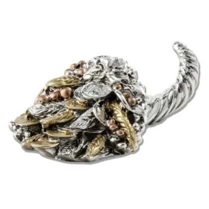 Picture A unique sculpture in the shape of a silver and gold horn of plenty