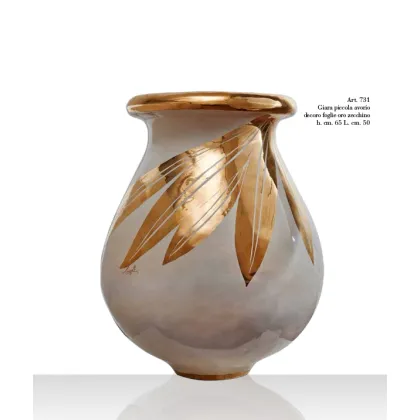 Zdjęcie Wyjątkowy włoski wazon z ceramiki z motywem złotych liści