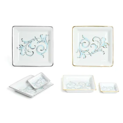 Zdjęcie Ozdobny kwadratowy talerzyk z włoskiej porcelany
