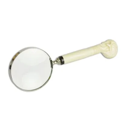 Picture Stylish magnifying glass with a white handle decorated with a skull