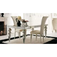 Picture Pierrot square table 138cm with glass top and turned leg, silver finish - Avenanti