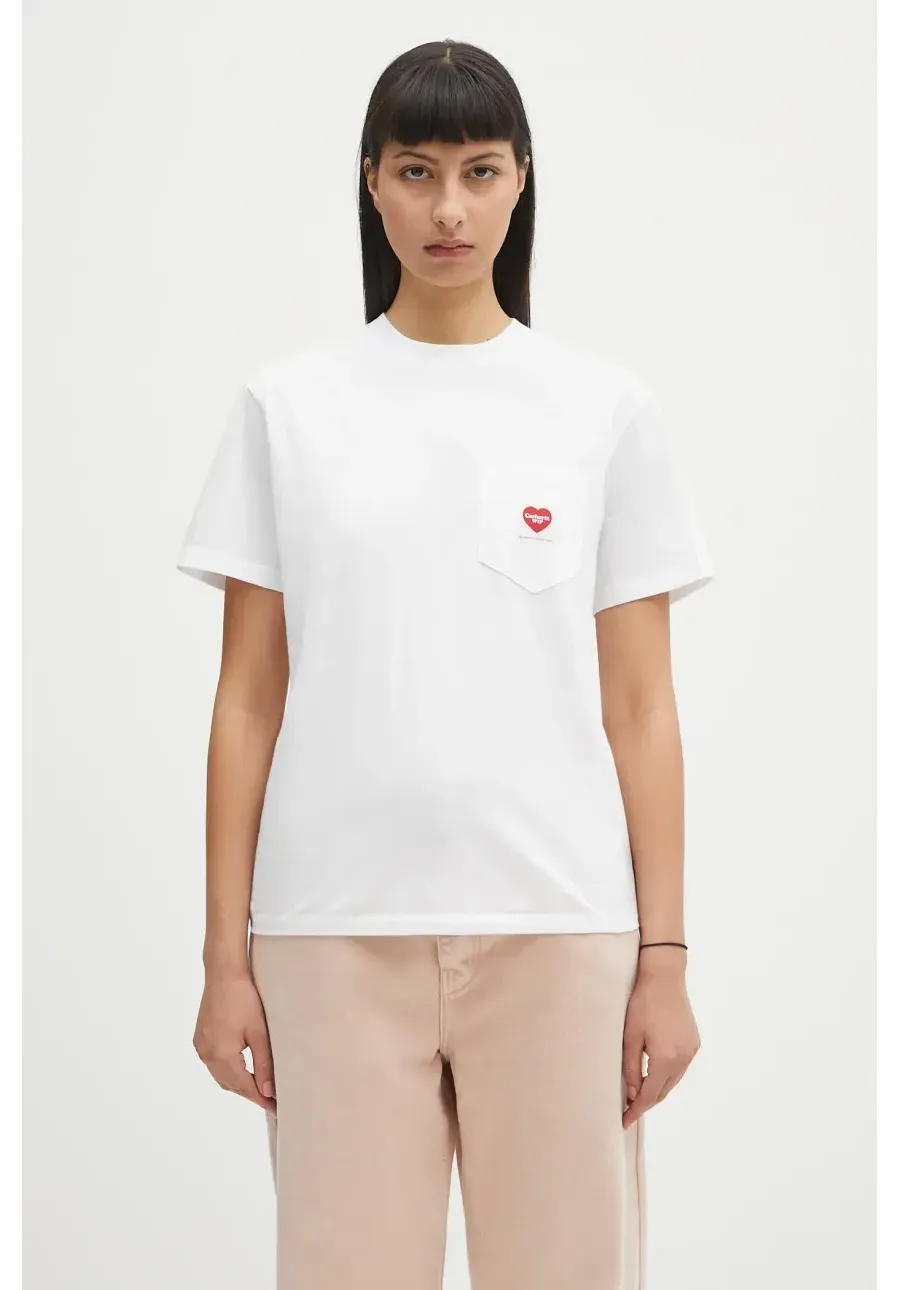 obrazek 1 Carhartt WIP t-shirt bawełniany S/S Pocket Heart T-Shirt damski kolor biały I032180