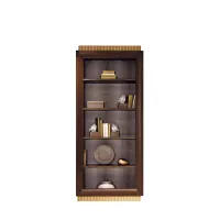 Picture Walnut, gold, fabric - elegant FELIPE display cabinet - for unique interiors - Collecion Alexandra