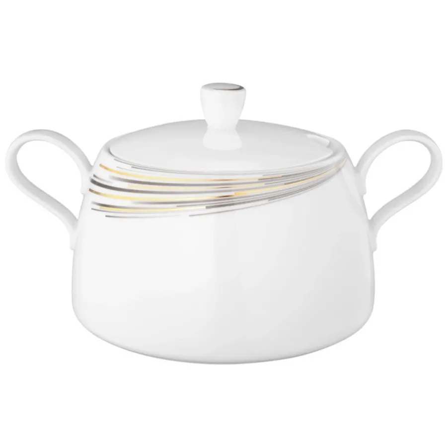 obrazek 1 Porcelanowa luksusowa duża misa z pokrywką zdobiona nowoczesnym wzorem - Seltmann Weiden